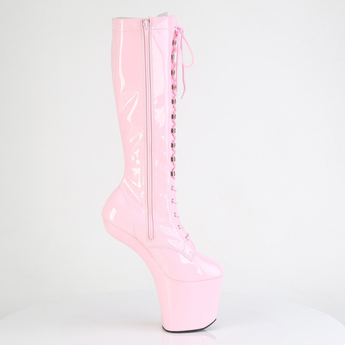 Pleaser Craze-2023 BP/M - Shiny Pink High-Platform Heelless Heels