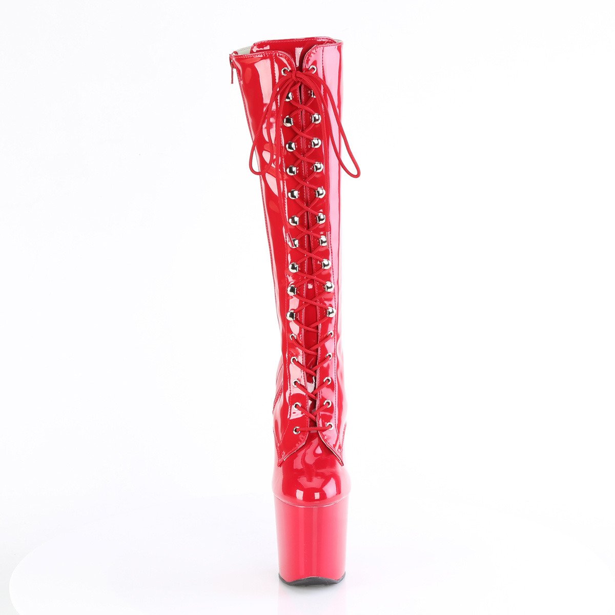 Pleaser Craze-2023 R/M - Shiny Red High-Platform Heelless Heels