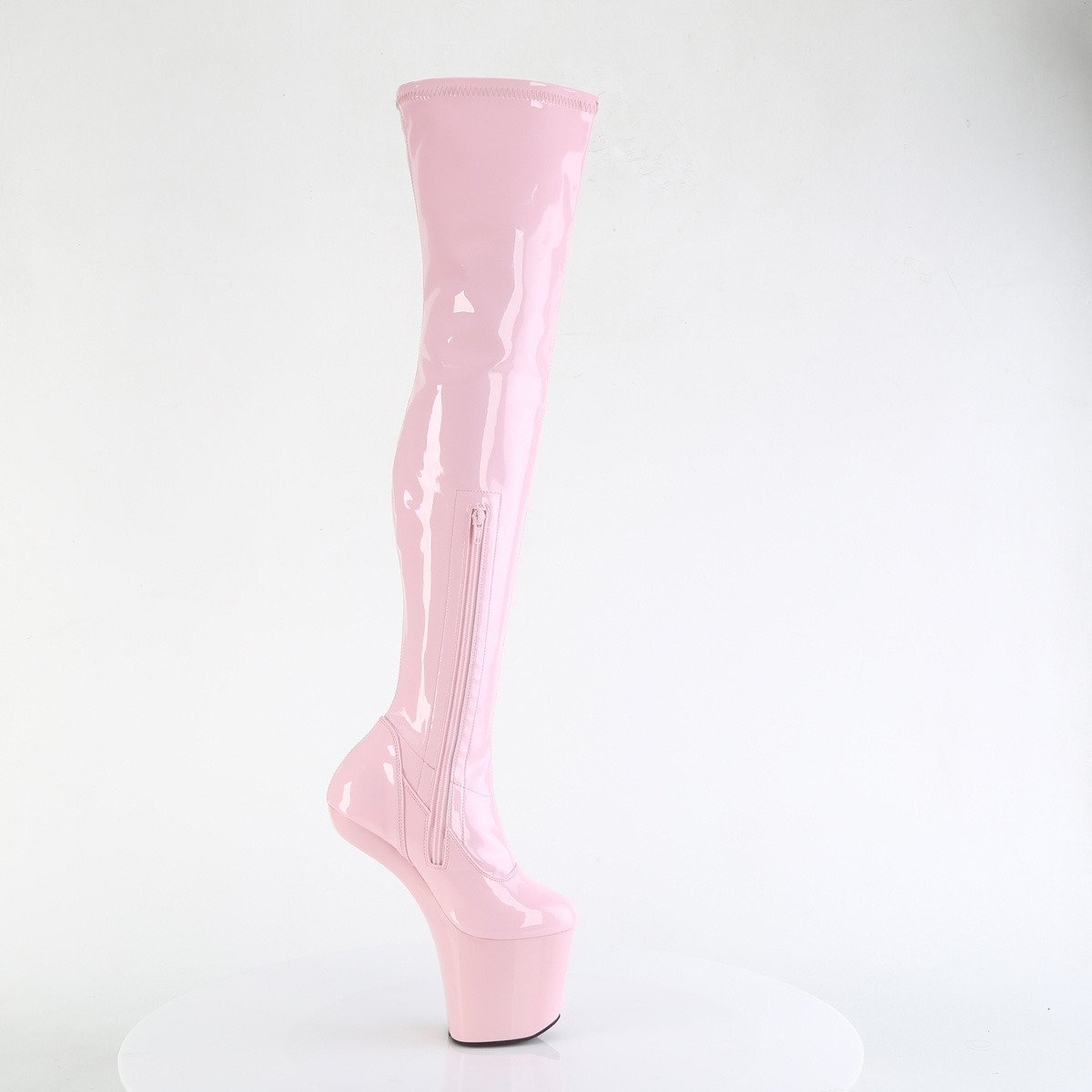 Pleaser Craze-3000 BP/M - Shiny Pink High-Platform Heelless Heels
