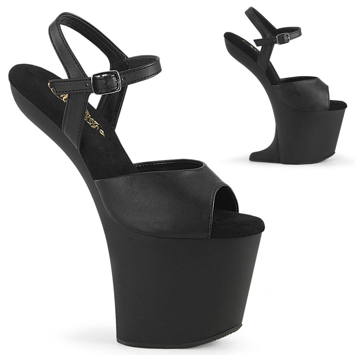 Pleaser Craze-809 BPU/M - Black High-Platform Heelless Heels