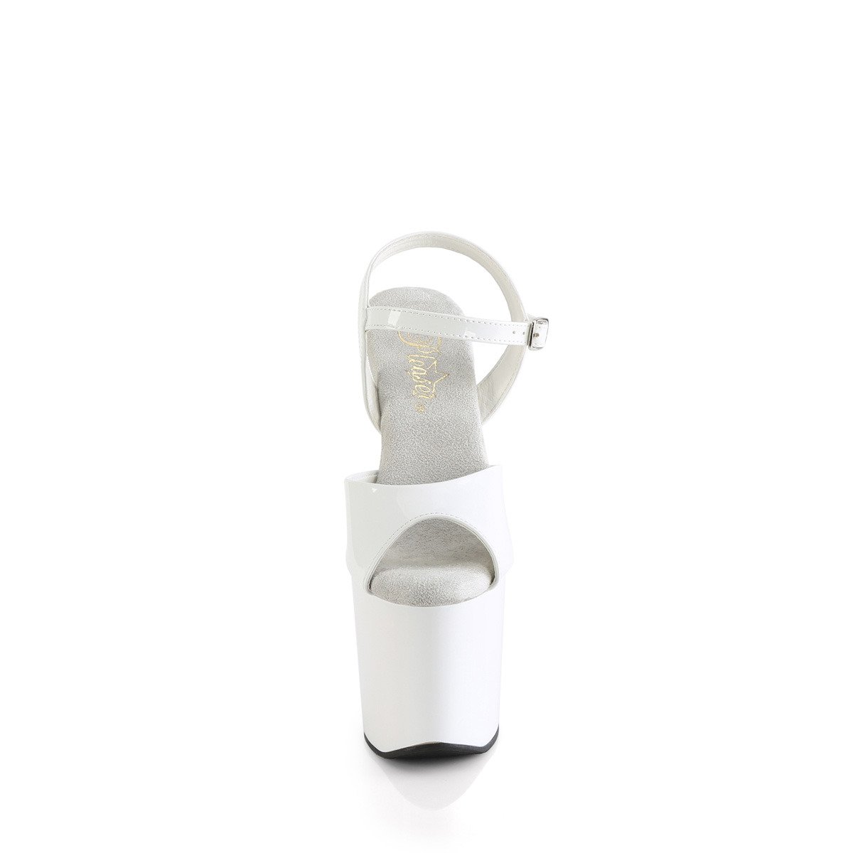 Pleaser Craze-809 W/M - Shiny White High-Platform Heelless Heels