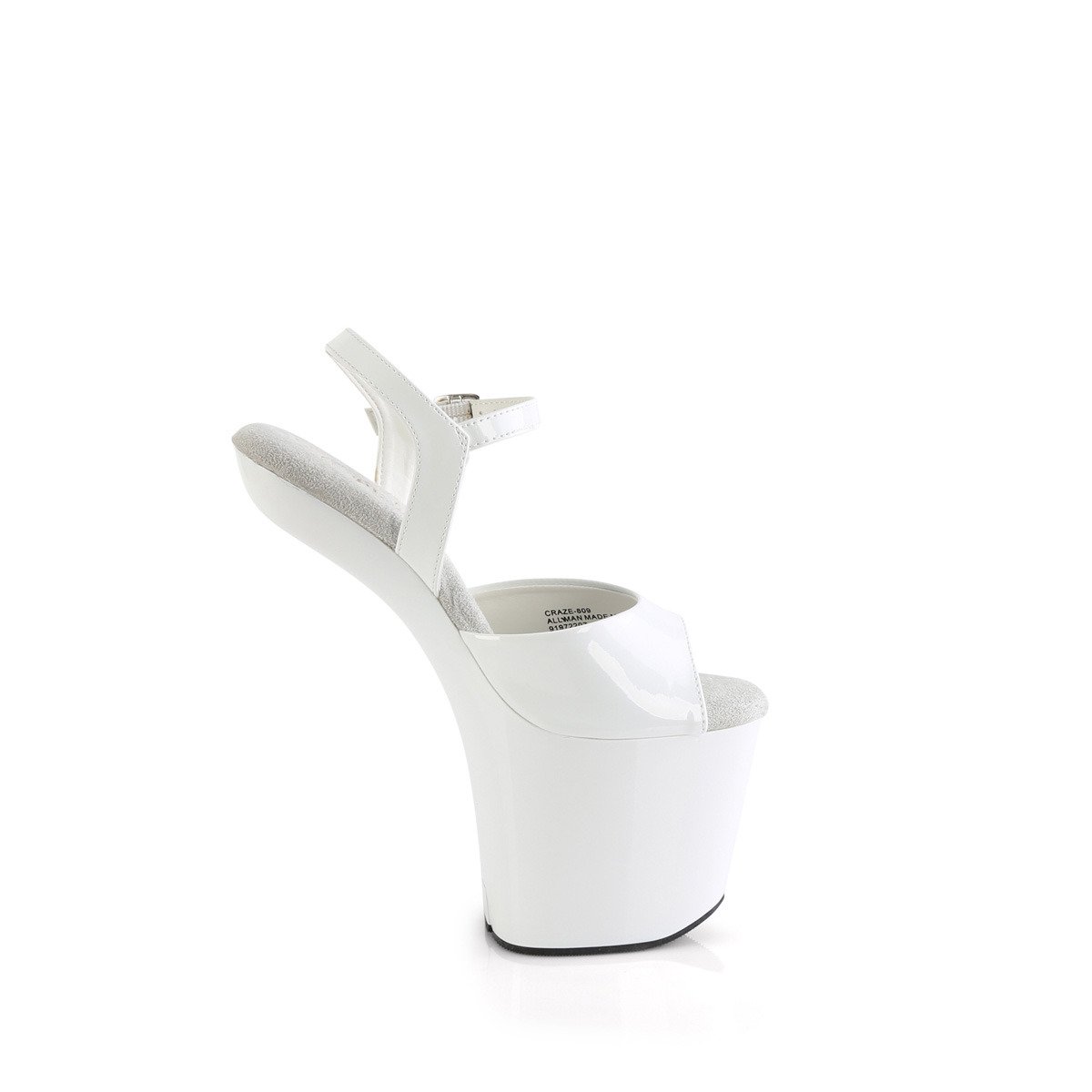 Pleaser Craze-809 W/M - Shiny White High-Platform Heelless Heels