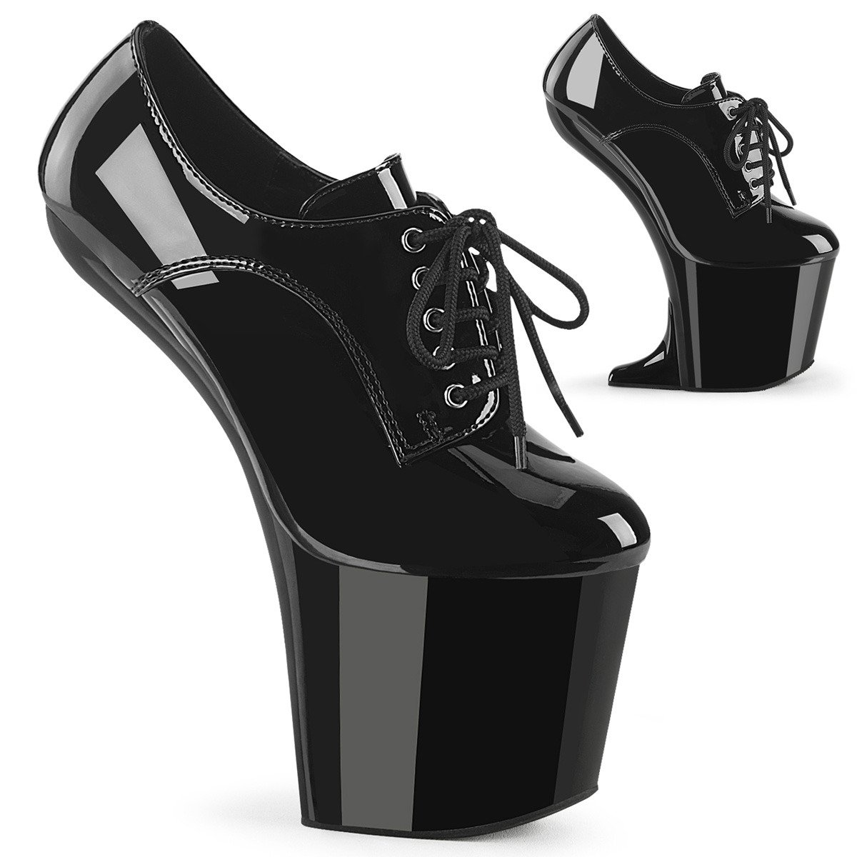 Pleaser Craze-860 B/M - Shiny Black High-Platform Heelless Heels