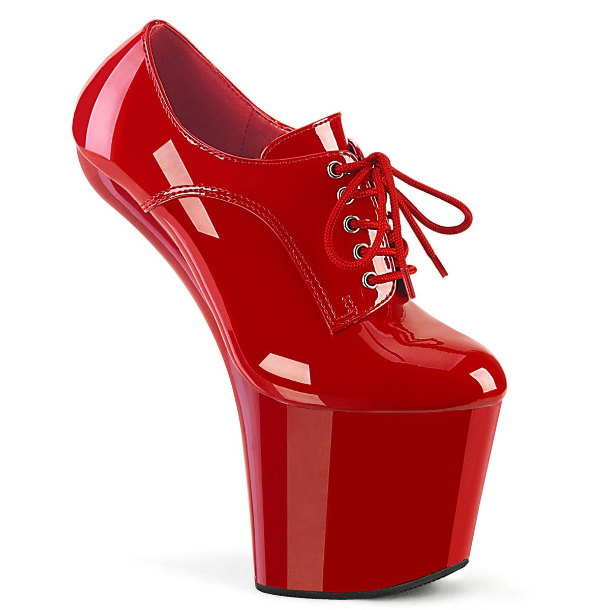 Pleaser Craze-860 R/M - Shiny Red High-Platform Heelless Heels