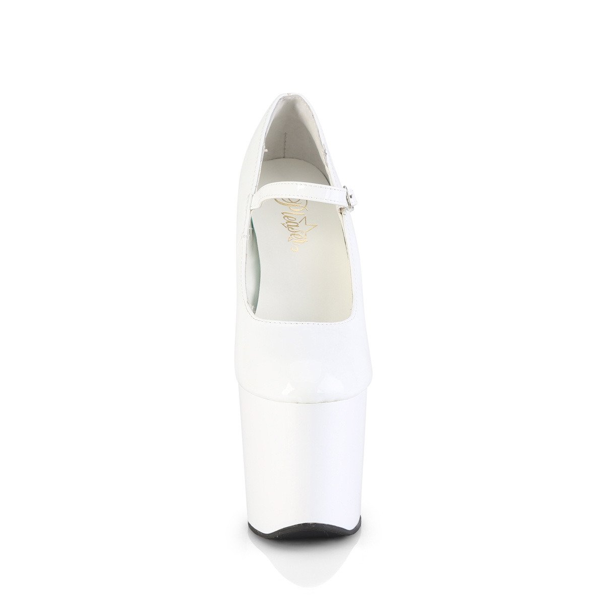 Pleaser Craze-880 W/M - Shiny White High-Platform Heelless Heels