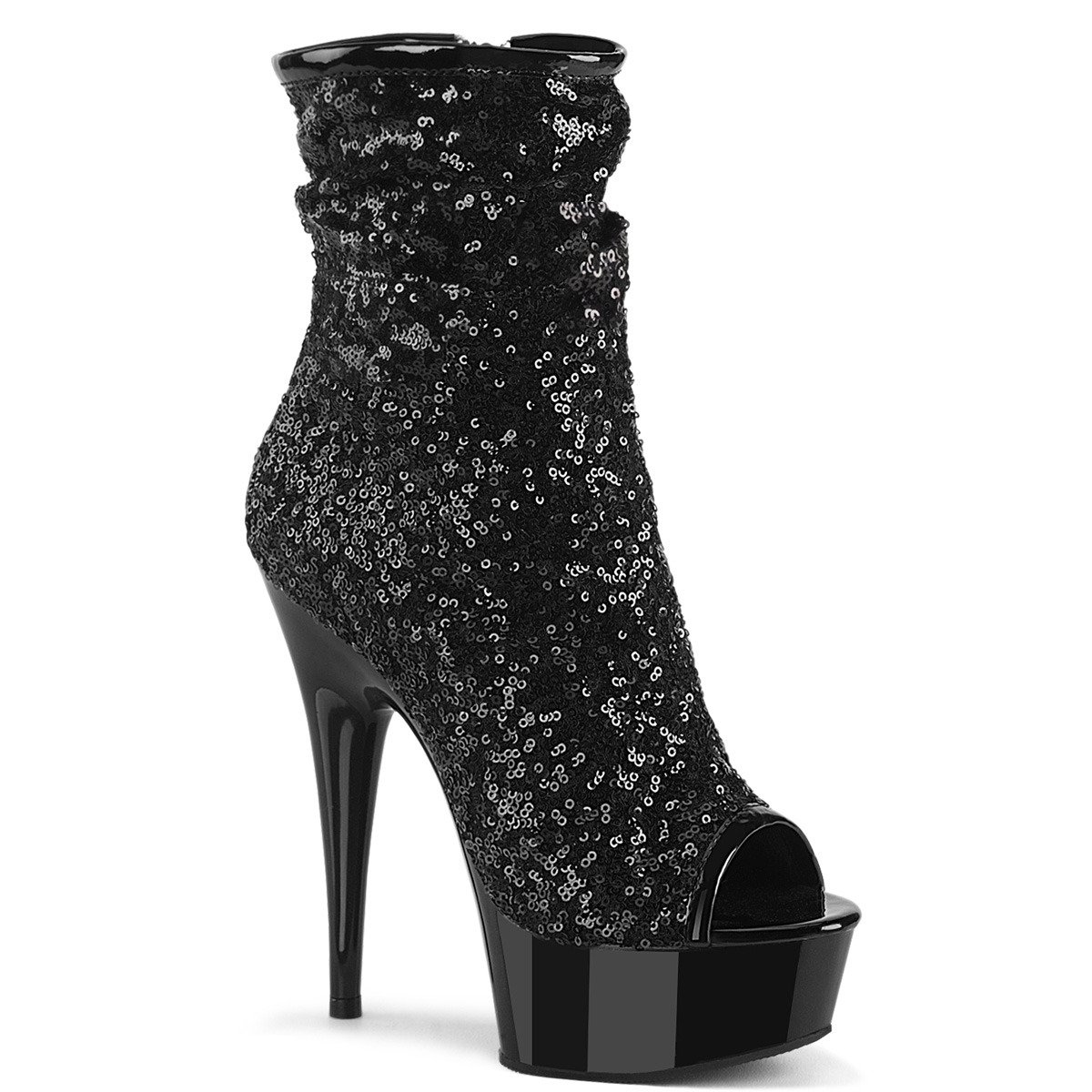 Pleaser Delight-1008SQ BSQ/M - Black Platform High-Heel Ankle Boots