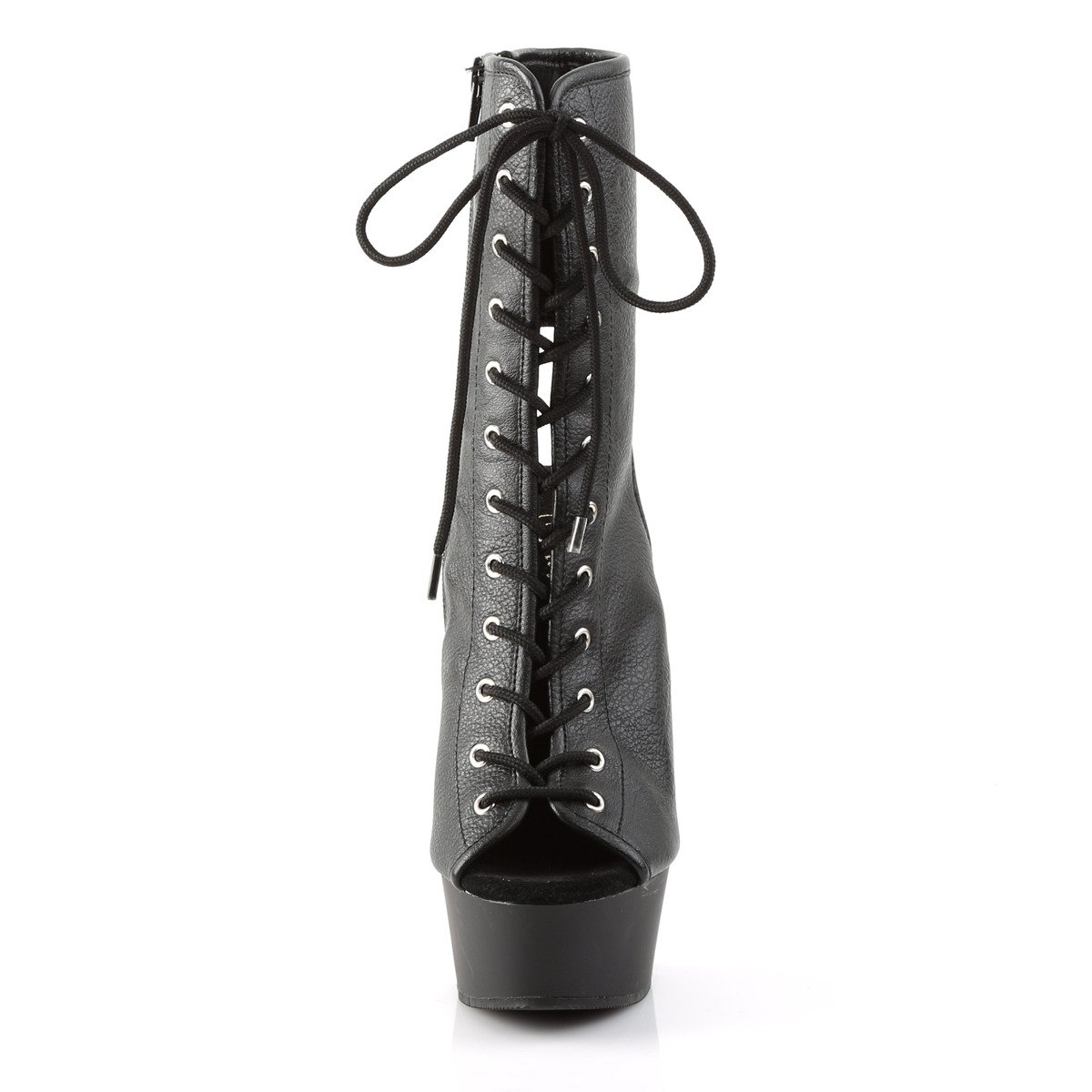 Pleaser Delight-1016 BPU/M - Black Platform High-Heel Peep Toe Boots