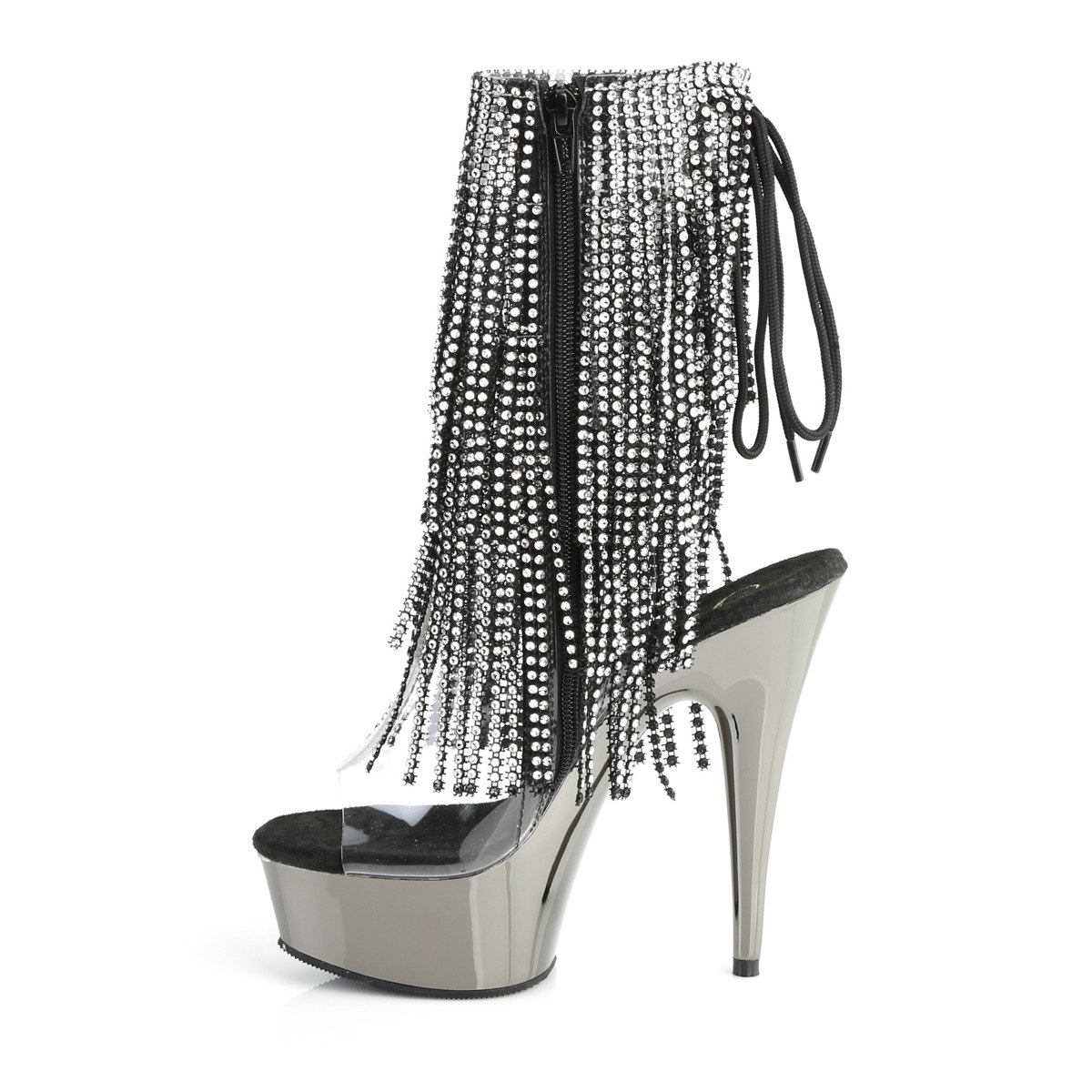 Pleaser Delight-1017RSF C-B/PWCH - Clear Platform High-Heel Peep Toe Boots