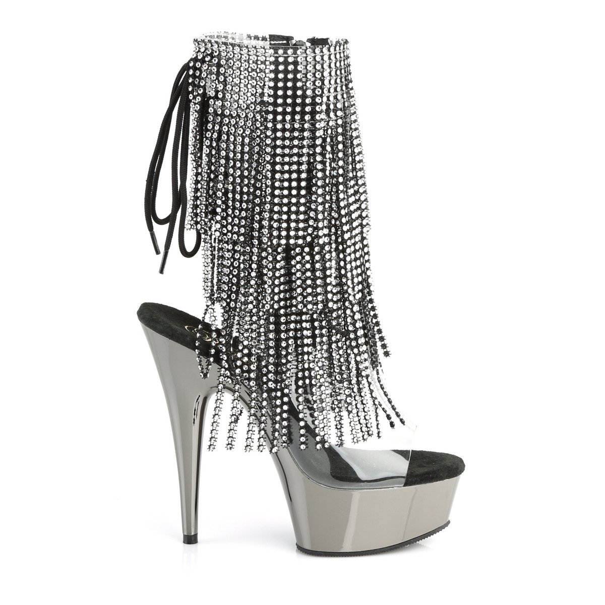 Pleaser Delight-1017RSF C-B/PWCH - Clear Platform High-Heel Peep Toe Boots