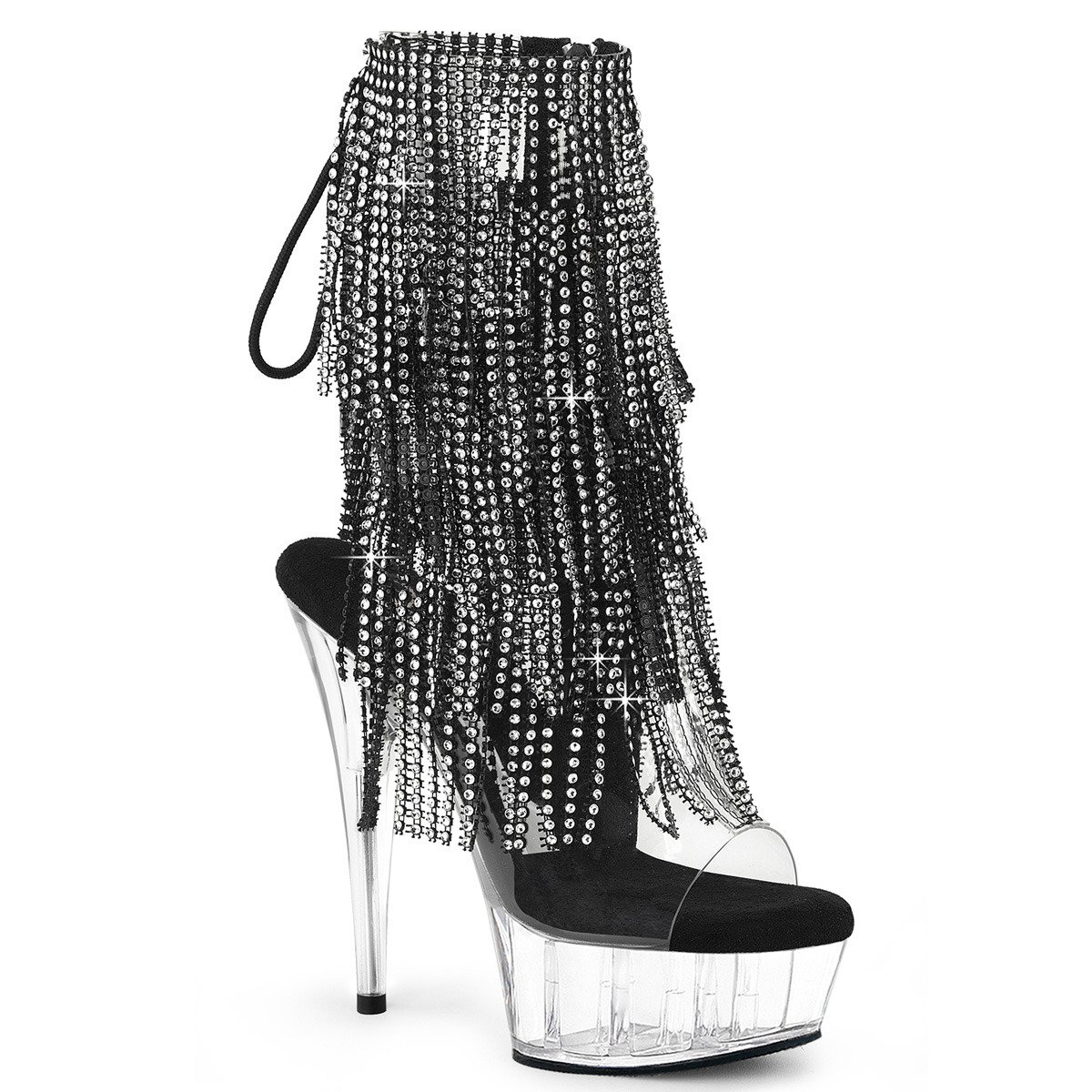 Pleaser Delight-1017RSF C-B/C - Black Platform High-Heel Peep Toe Boots