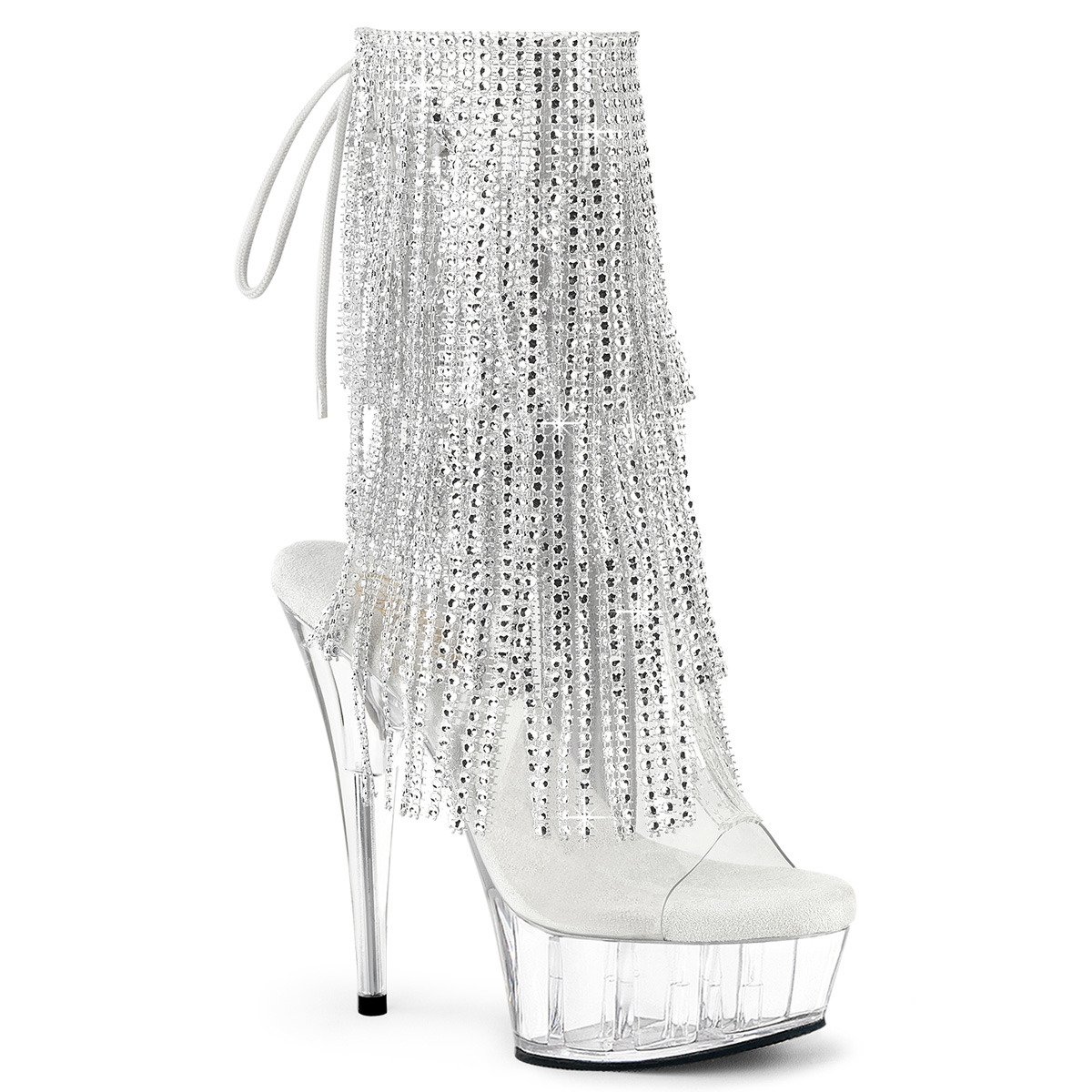 Pleaser Delight-1017RSF C-S/C - Clear Platform High-Heel Peep Toe Boots