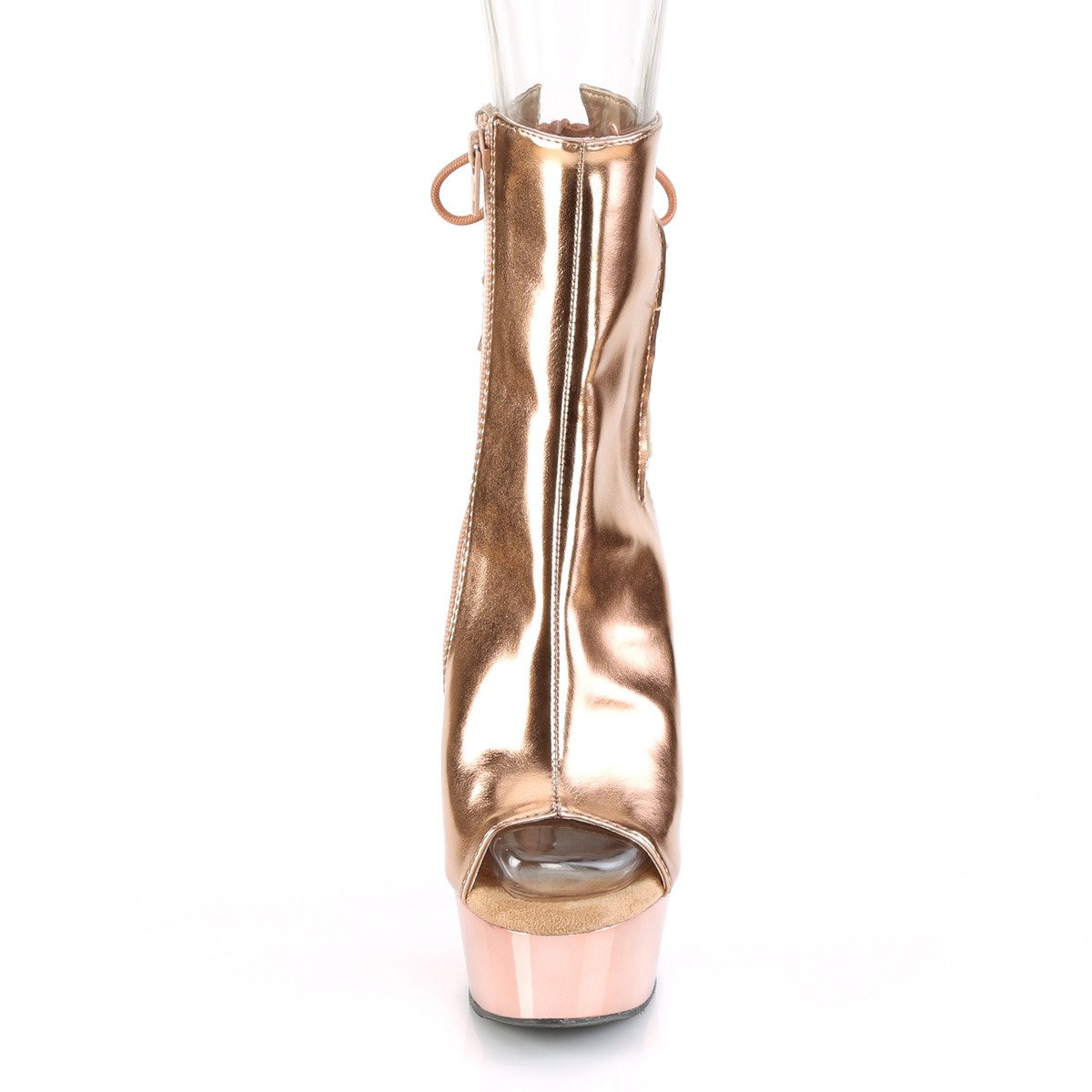 Pleaser Delight-1018 ROGLDPU/M - Gold Platform High-Heel Peep Toe Boots