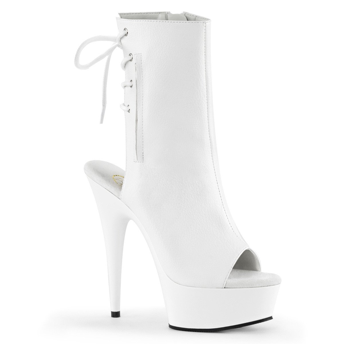Pleaser Delight-1018 W/PU - White Platform High-Heel Peep Toe Boots