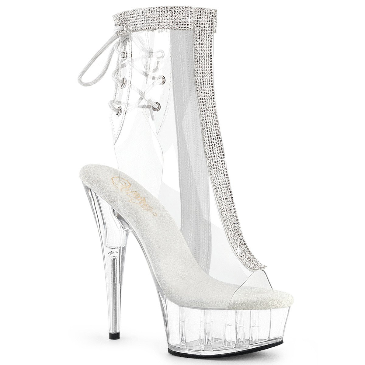 Pleaser Delight-1018C-2RS C-RS/C - Clear Platform High-Heel Peep Toe Boots