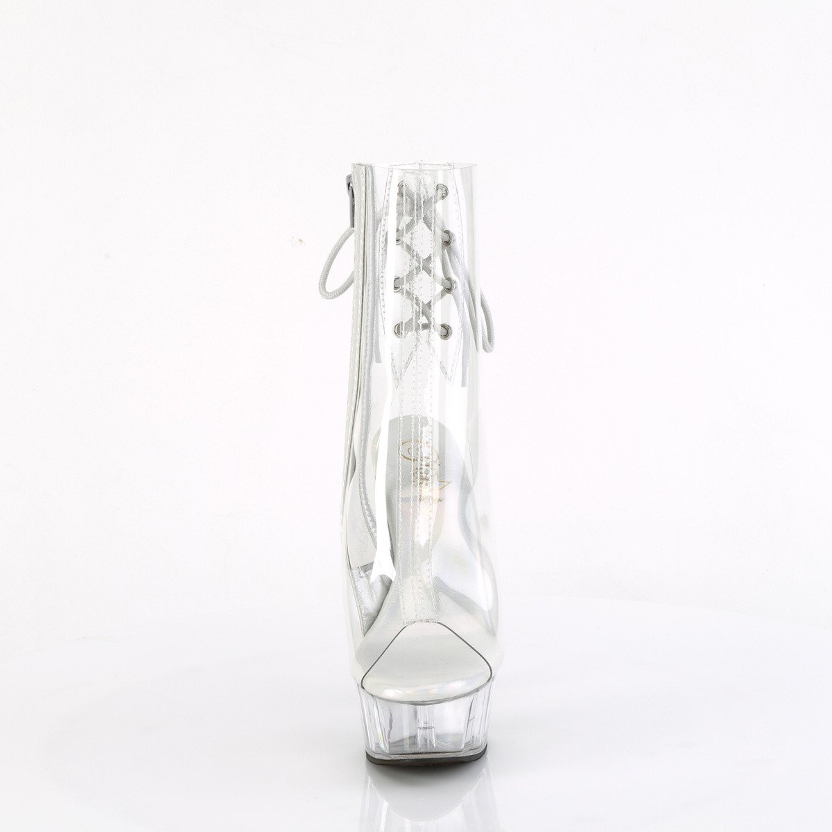 Pleaser Delight-1018C C/M - Clear Platform High-Heel Peep Toe Boots