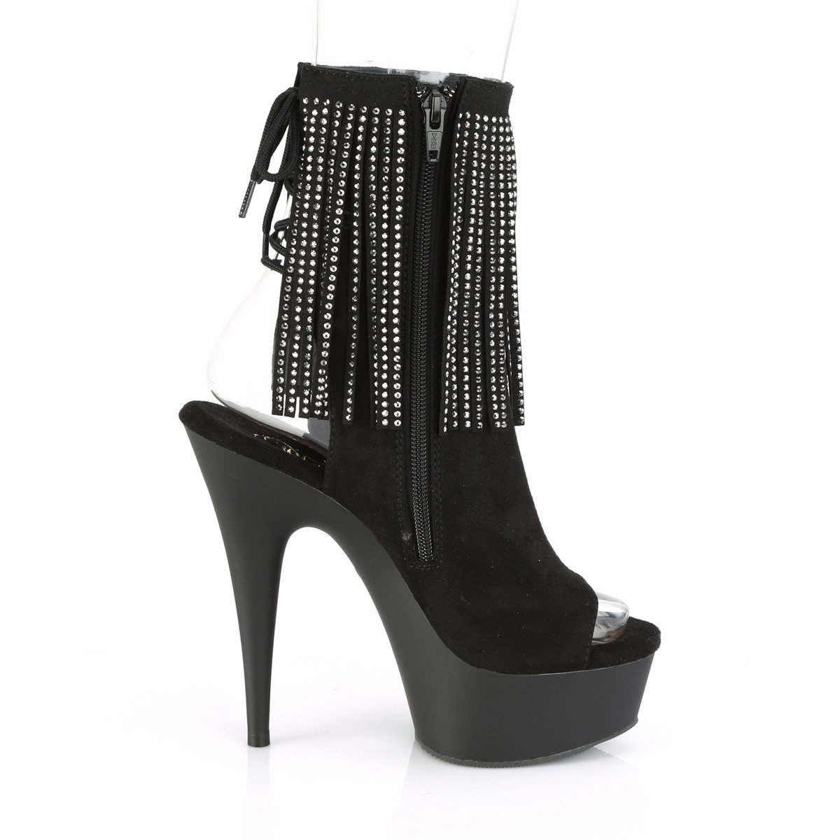 Pleaser Delight-1018RSF BFS/M - Black Platform High-Heel Peep Toe Boots