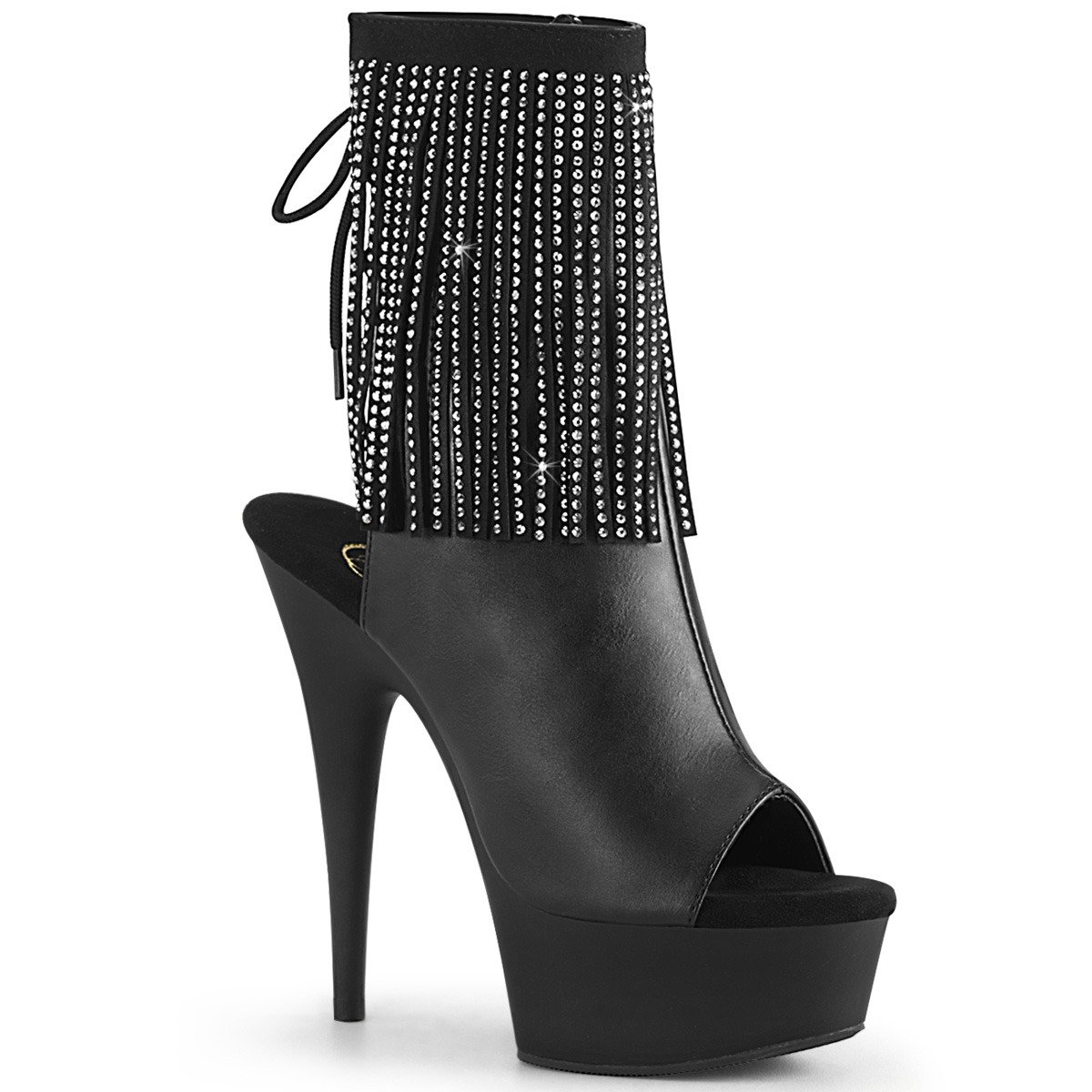 Pleaser Delight-1018RSF BPU/M - Black Platform High-Heel Peep Toe Boots