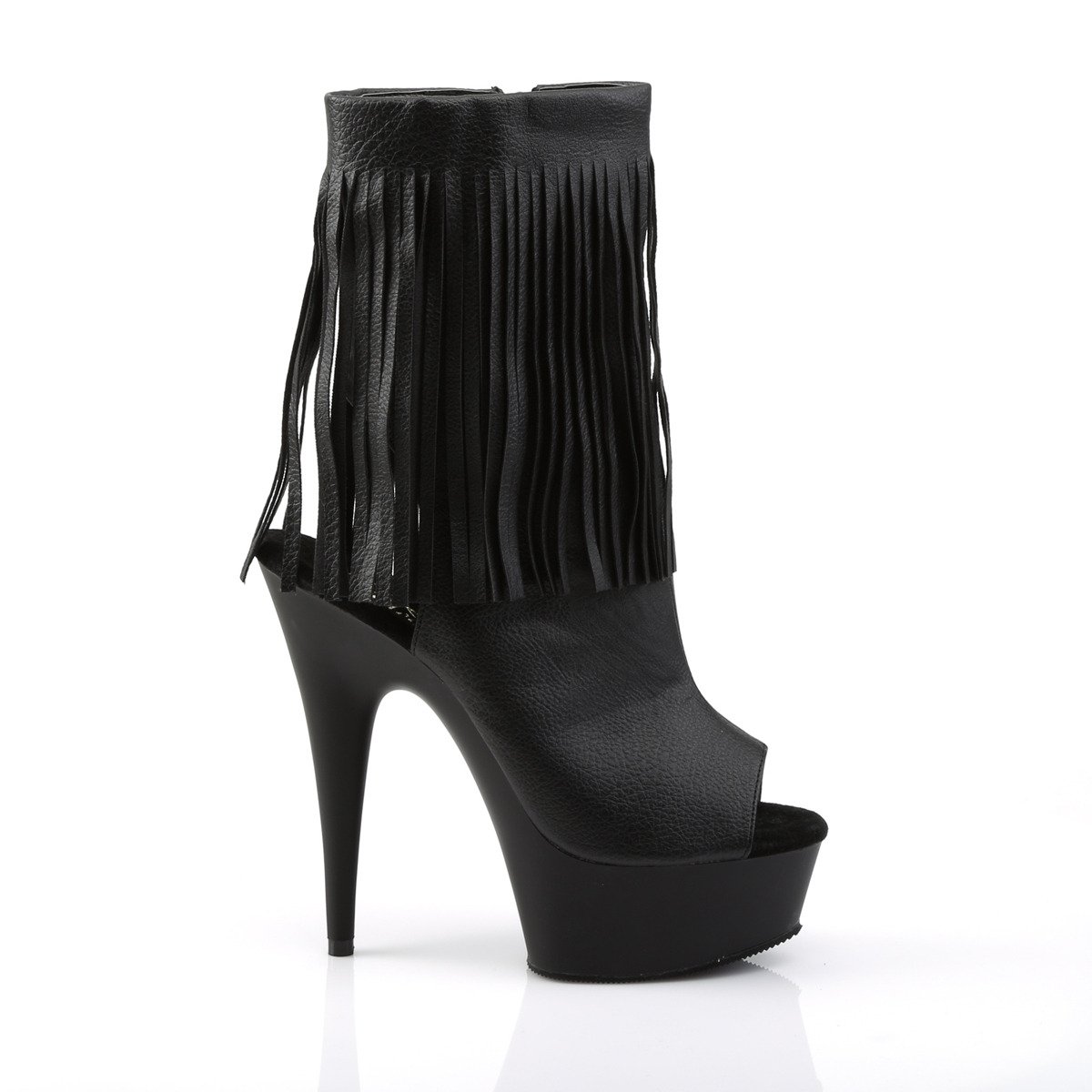 Pleaser Delight-1019 BPU/M - Black Platform High-Heel Peep Toe Boots