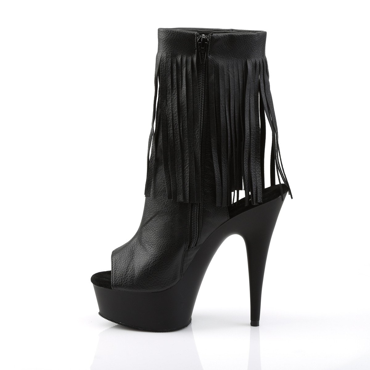 Pleaser Delight-1019 BPU/M - Black Platform High-Heel Peep Toe Boots