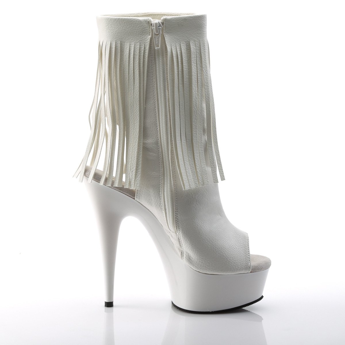 Pleaser Delight-1019 WPU/M - White Platform High-Heel Peep Toe Boots