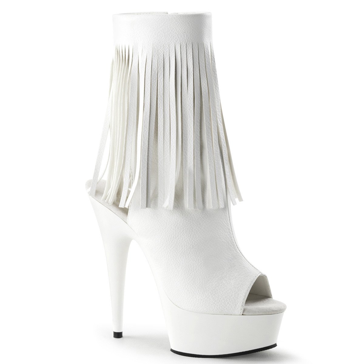 Pleaser Delight-1019 WPU/M - White Platform High-Heel Peep Toe Boots