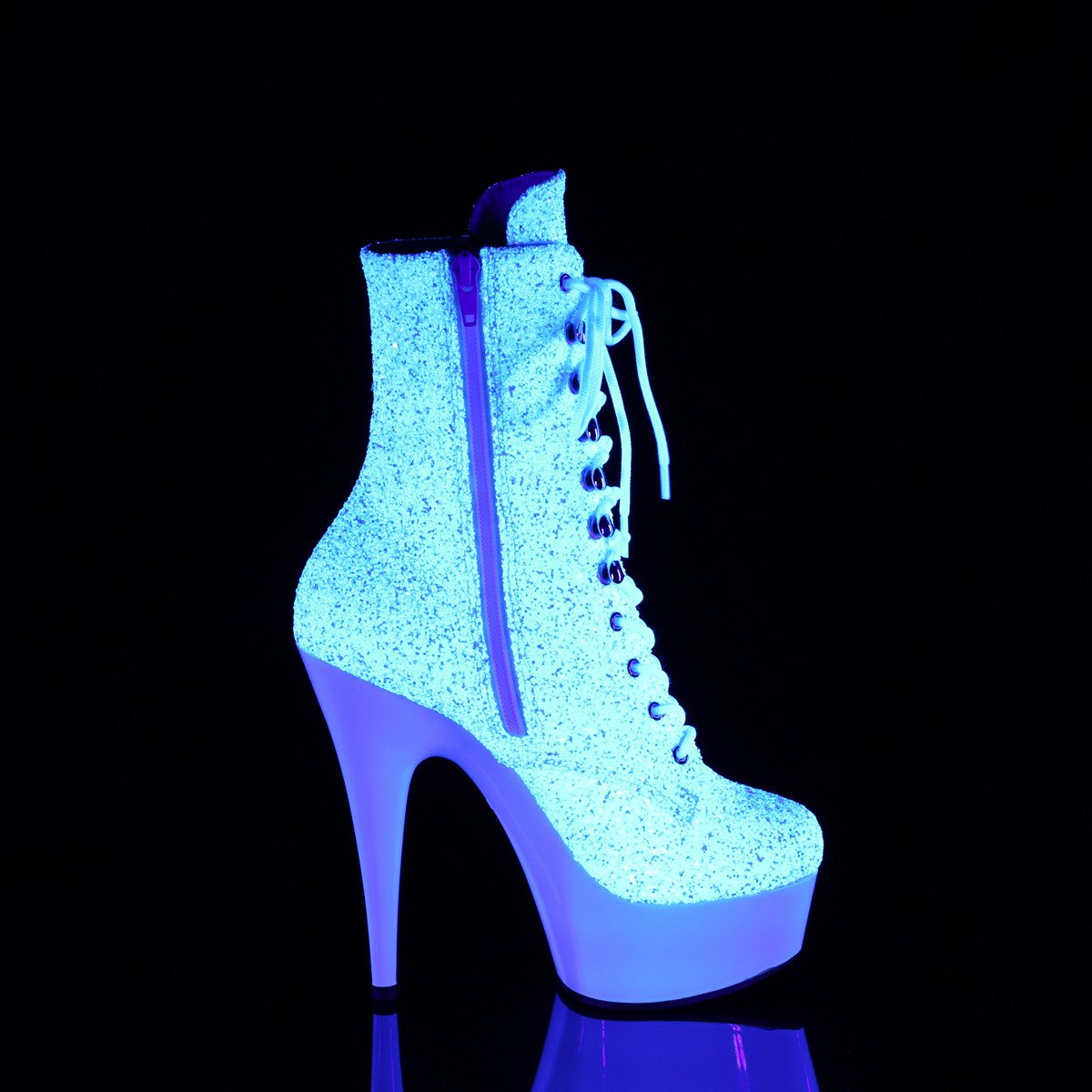 Pleaser Delight-1020LG NWMG/NW - White Platform High-Heel Ankle Boots