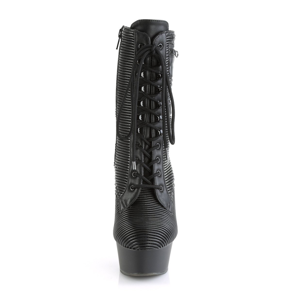 Pleaser Delight-1020PK BQTPU/M - Black Platform High-Heel Ankle Boots