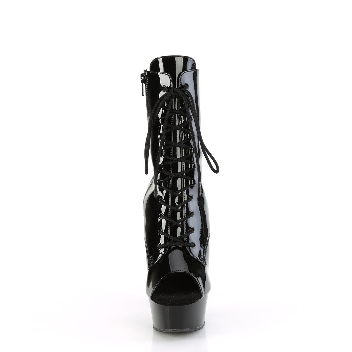 Pleaser Delight-1021 B/M - Shiny Black Platform High-Heel Peep Toe Boots