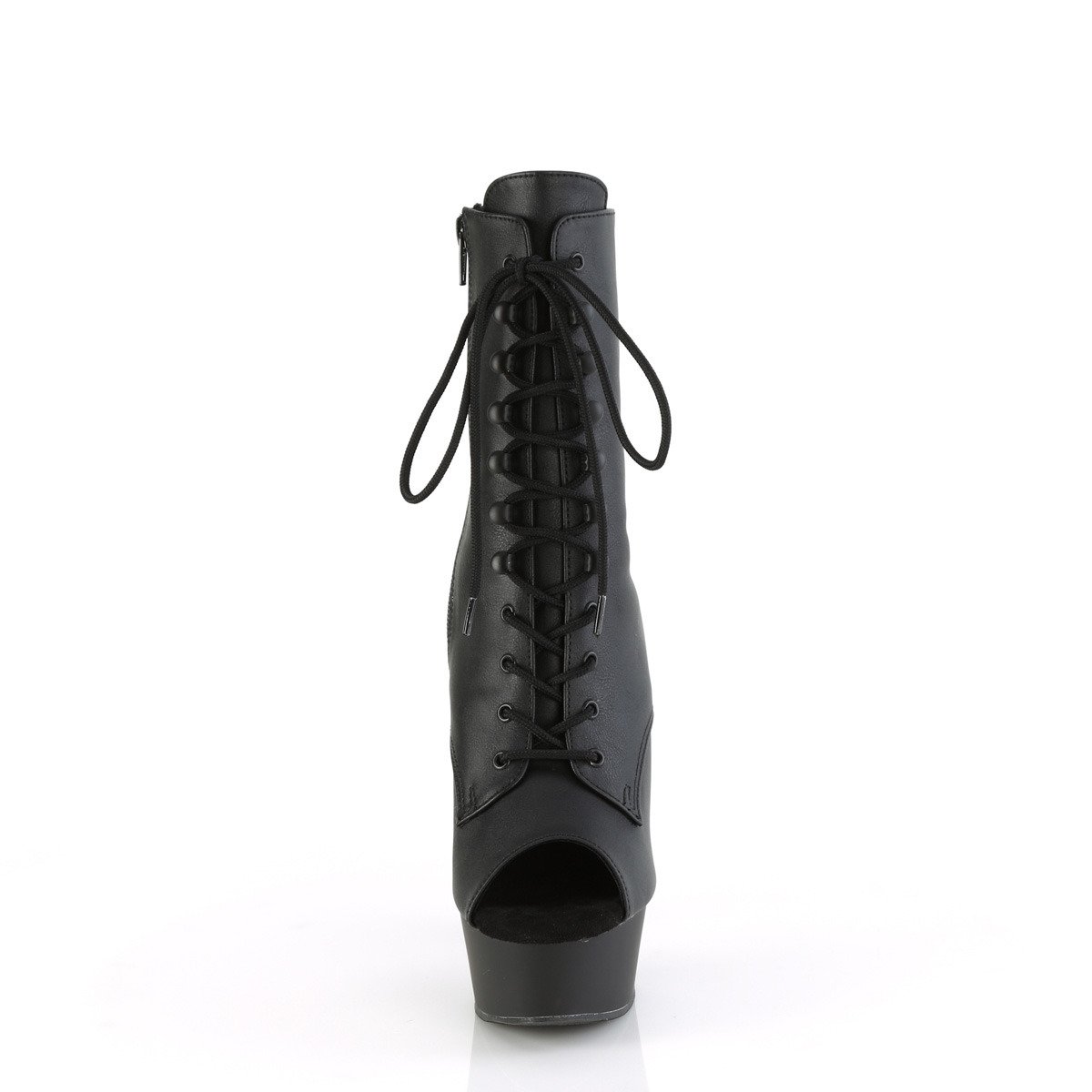 Pleaser Delight-1021 BPU/M - Black Platform High-Heel Peep Toe Boots