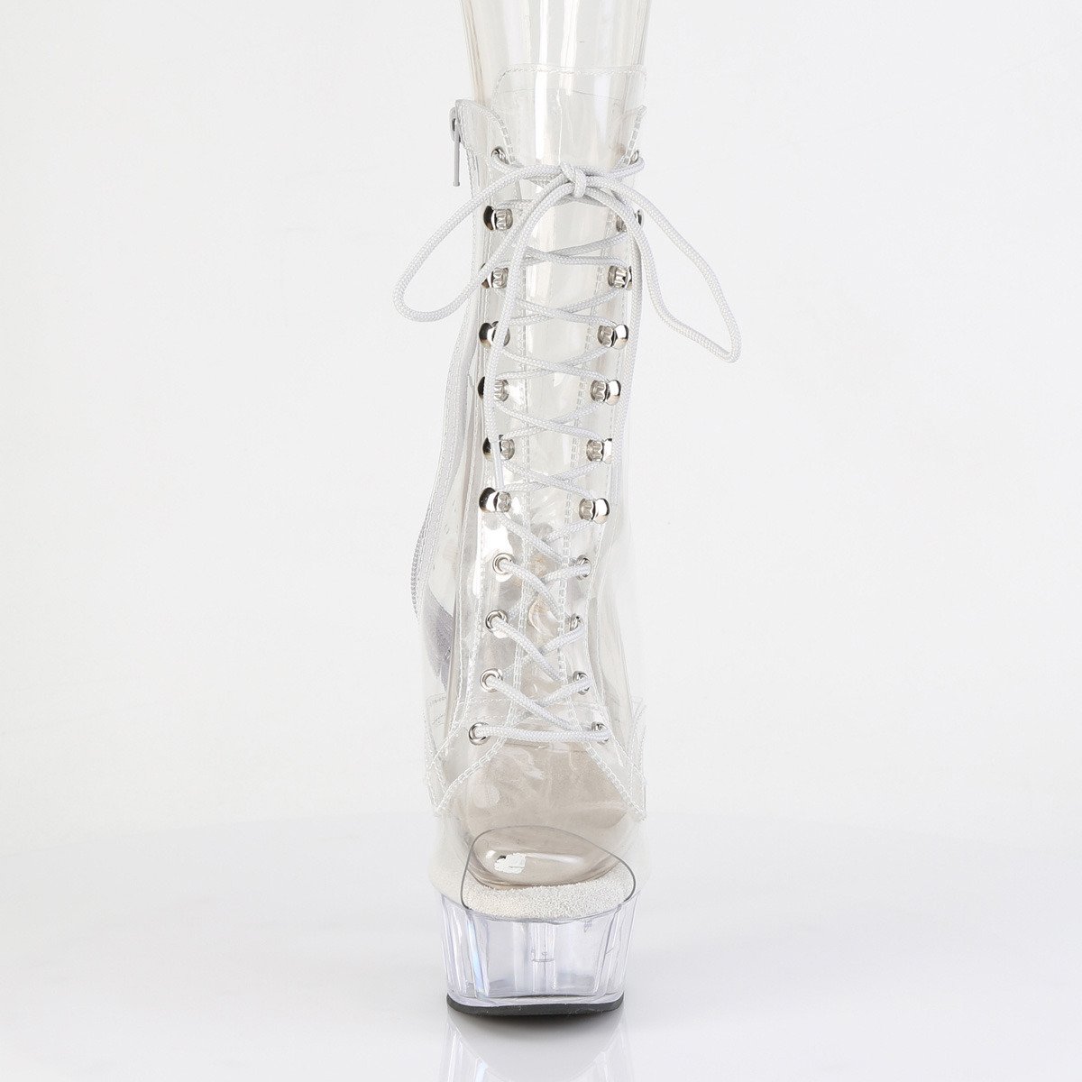 Pleaser Delight-1021C C/M - Clear Platform High-Heel Peep Toe Boots