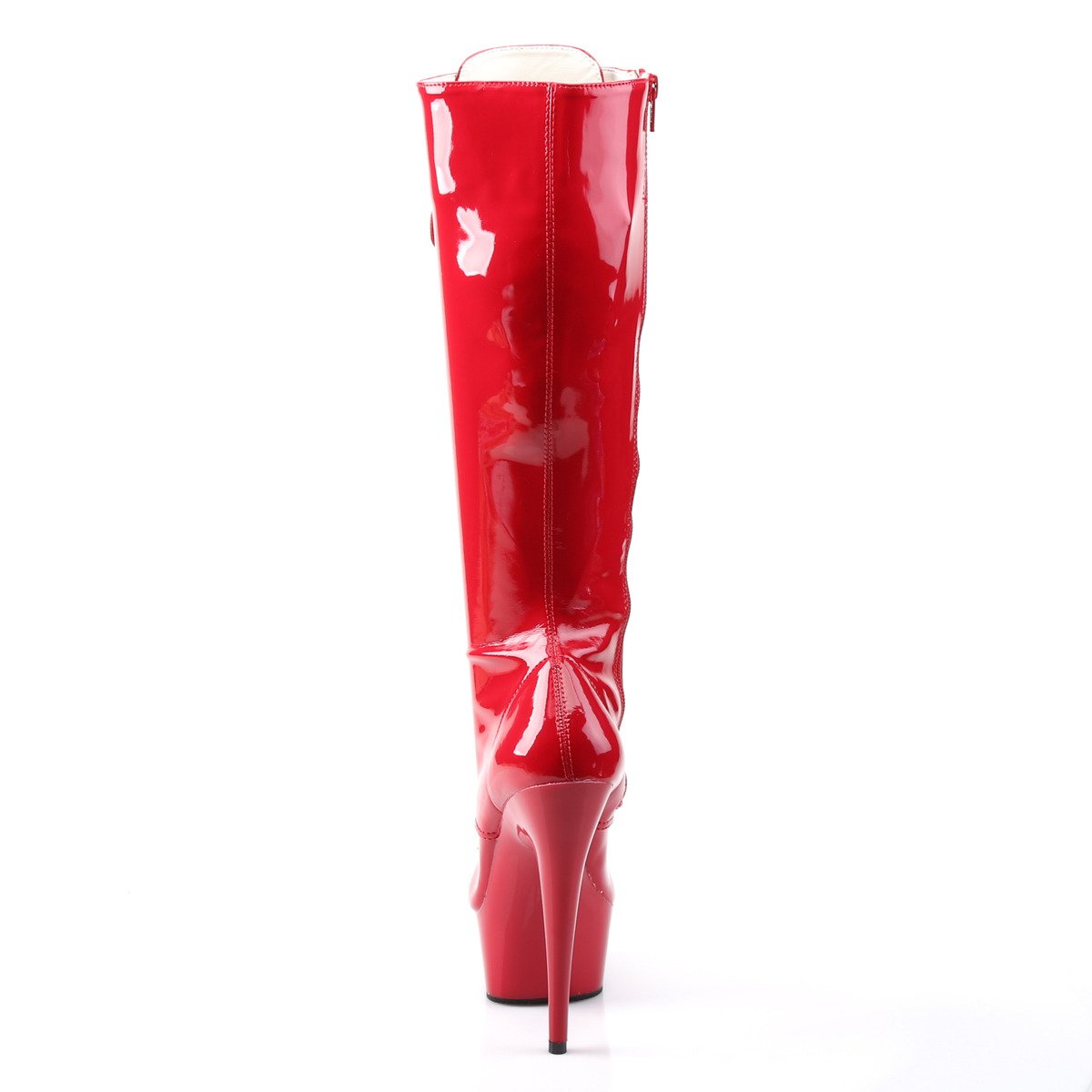 Pleaser Delight-2023 R/M - Shiny Red Platform High-Heel Knee High Boots