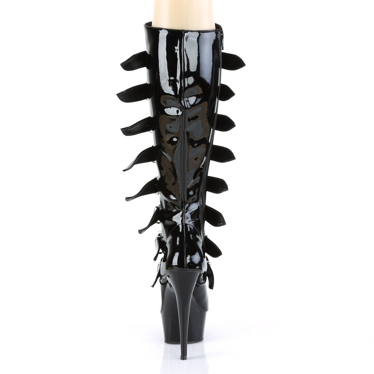 Pleaser Delight-2049 B/M - Shiny Black Platform High-Heel Knee High Boots