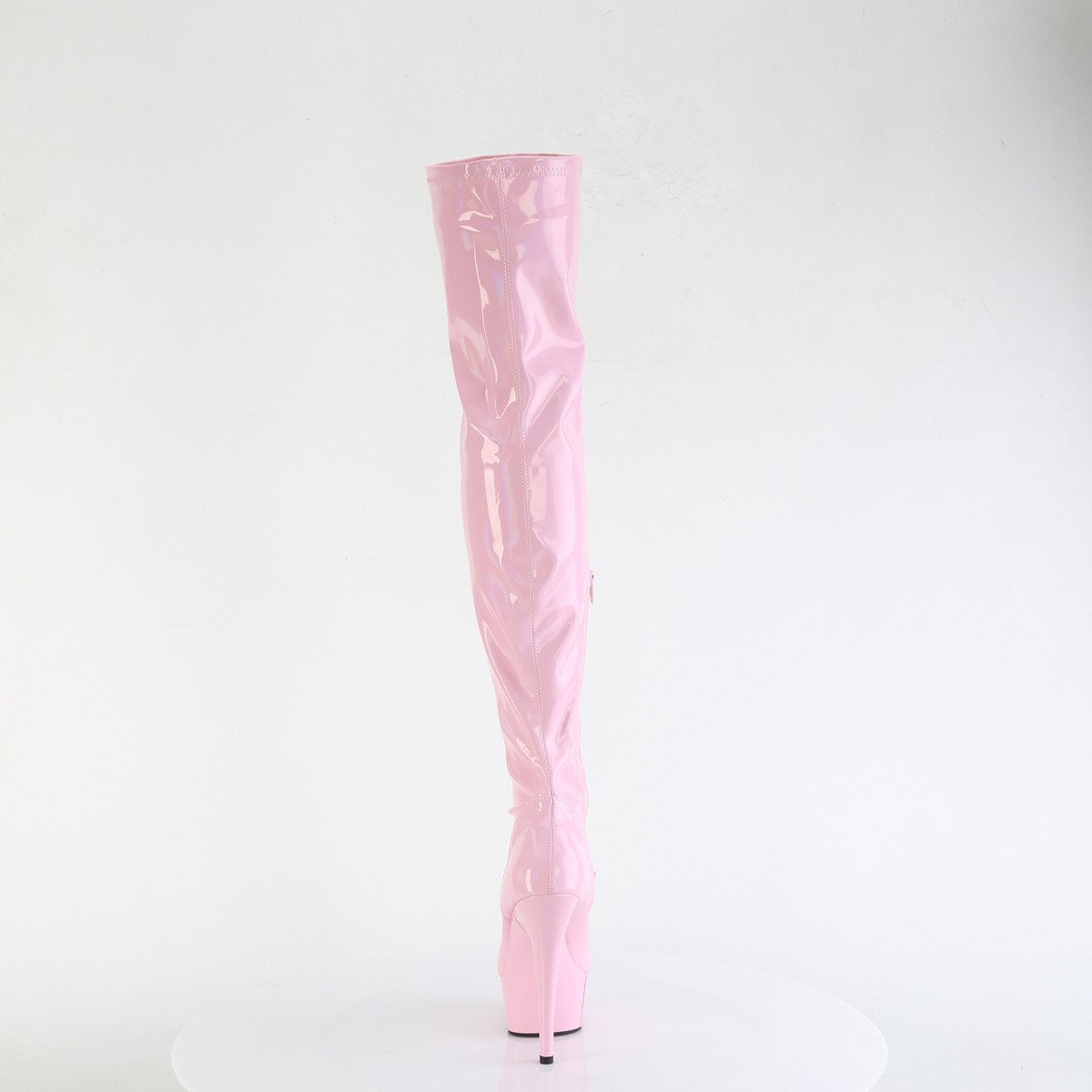 Pleaser Delight-3000HWR BPHG/M - Shiny Pink Platform High-Heel Thigh High Boots