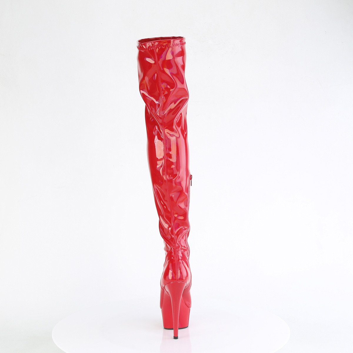 Pleaser Delight-3000HWR RHG/M - Shiny Red Platform High-Heel Thigh High Boots