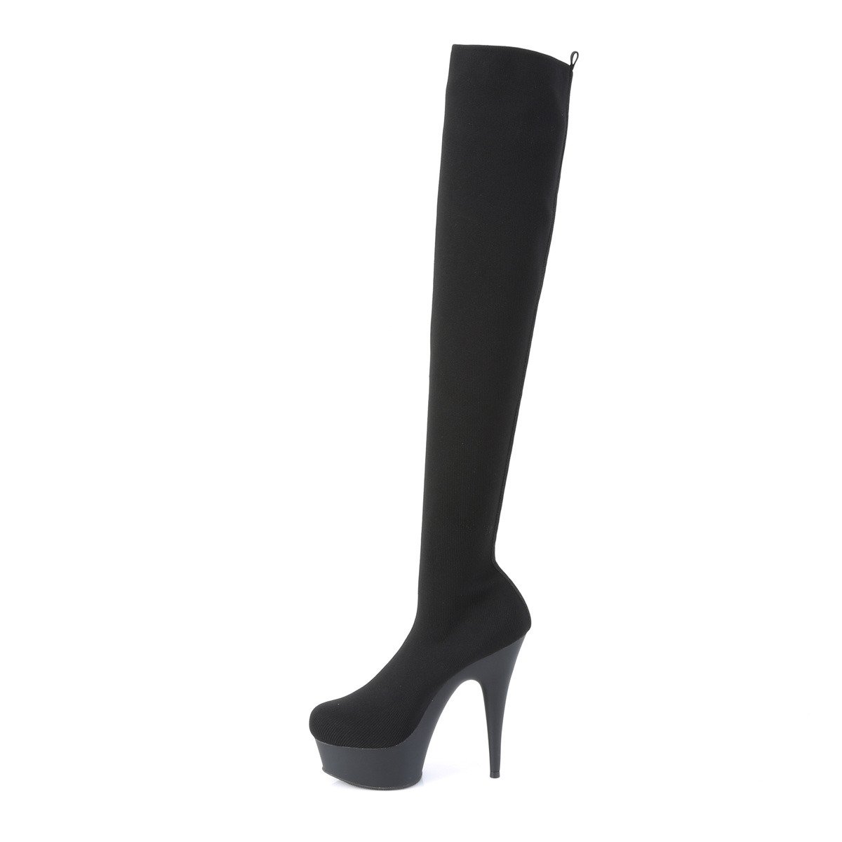 Pleaser Delight-3002-1 BFA/M - Black Platform High-Heel Thigh High Boots