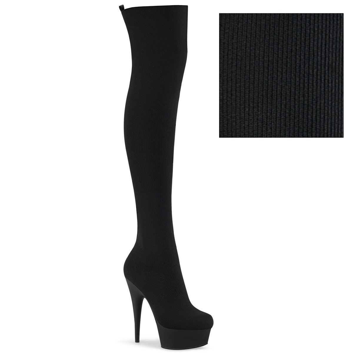 Pleaser Delight-3002-1 BFA/M - Black Platform High-Heel Thigh High Boots