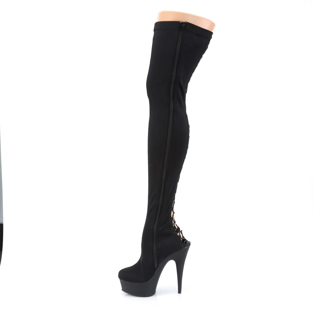 Pleaser Delight-3003 BLYR/M - Black Platform High-Heel Thigh High Boots