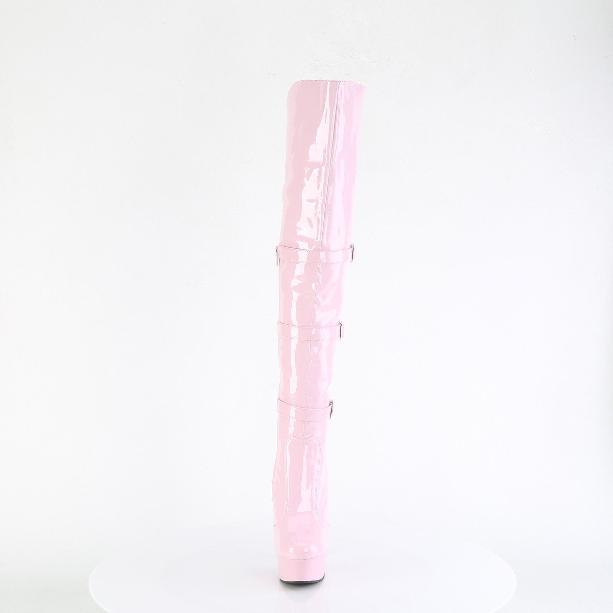 Pleaser Delight-3018 BP/M - Shiny Pink Platform High-Heel Thigh High Boots