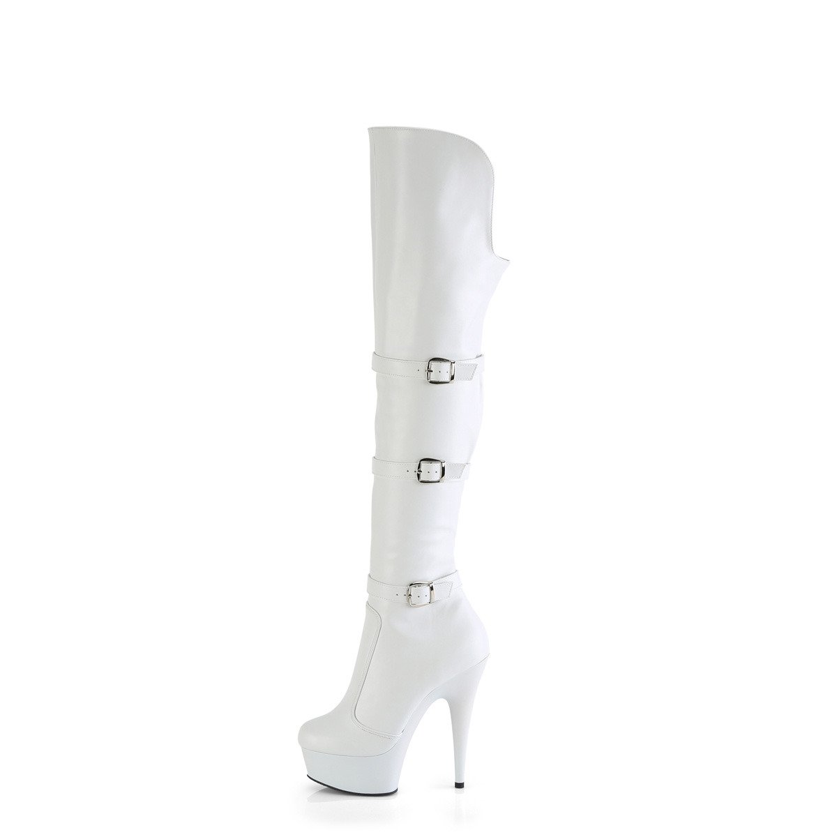 Pleaser Delight-3018 WPU/M - White Platform High-Heel Thigh High Boots