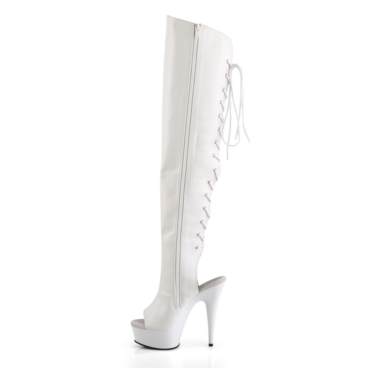 Pleaser Delight-3019 WPU/M - White Platform High-Heel Peep Toe Boots