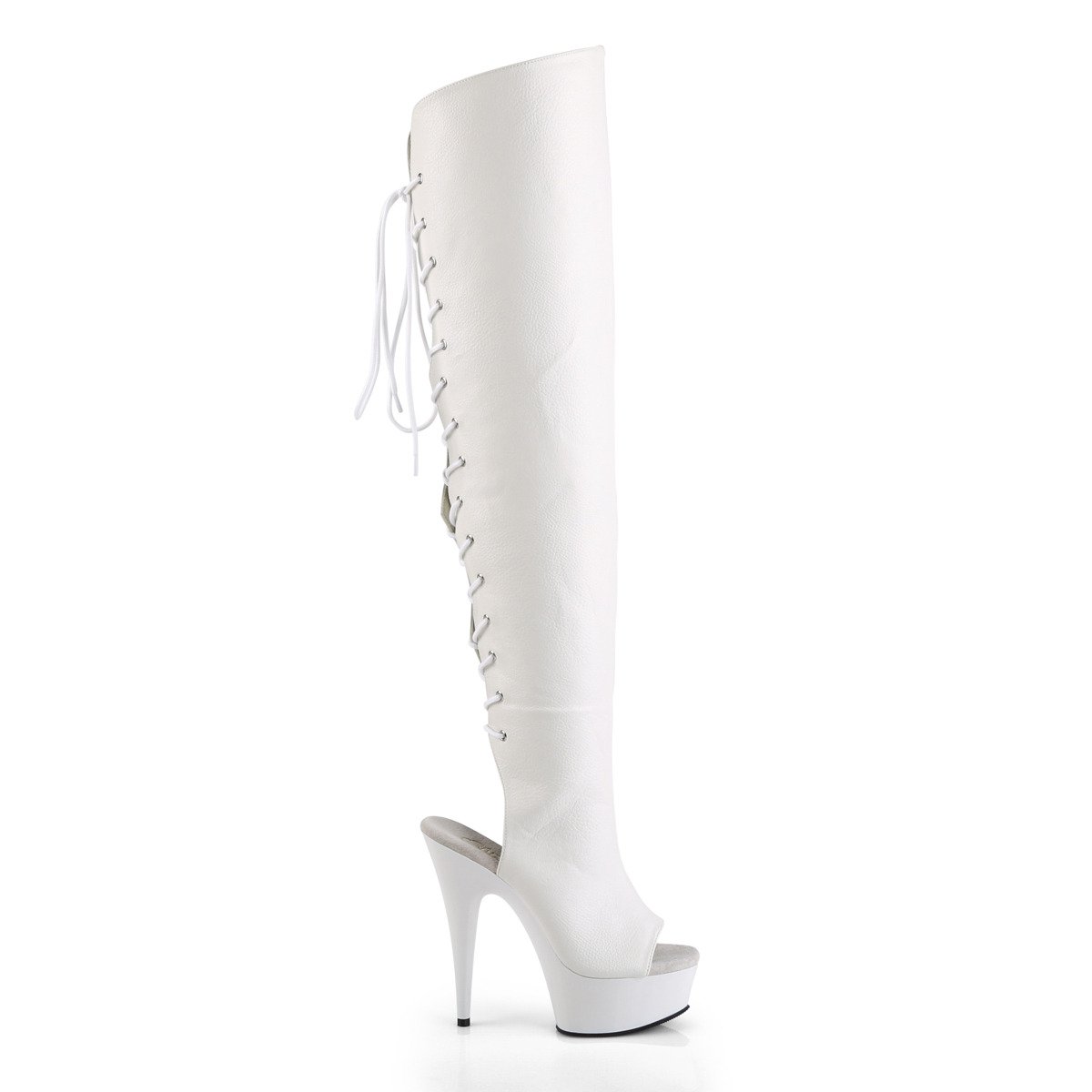 Pleaser Delight-3019 WPU/M - White Platform High-Heel Peep Toe Boots