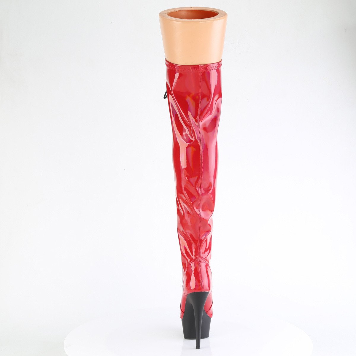 Pleaser Delight-3029 RHG/B - Shiny Red Platform High-Heel Thigh High Boots
