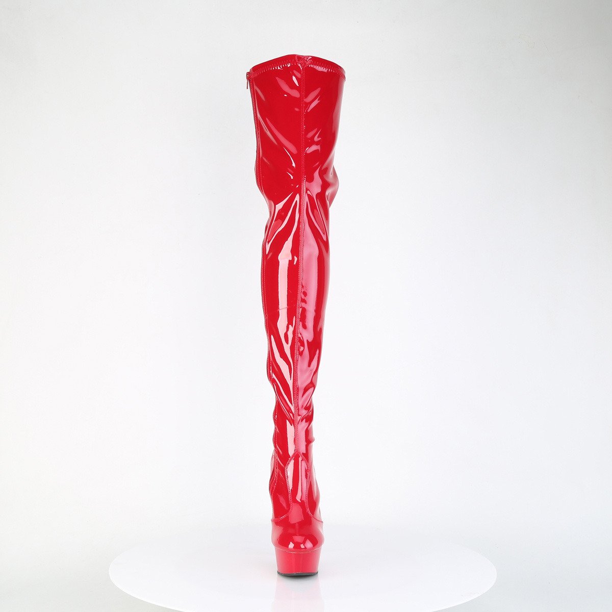 Pleaser Delight-4000 R/M - Shiny Red Platform High-Heel Thigh High Boots