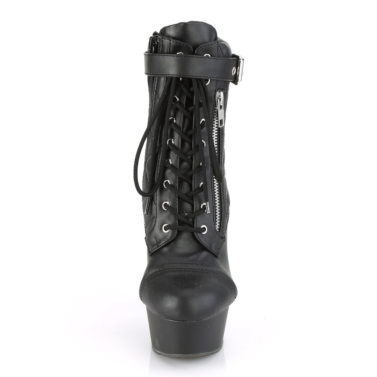 Pleaser Delight-600-05 BPU/M - Black Platform High-Heel Ankle Boots