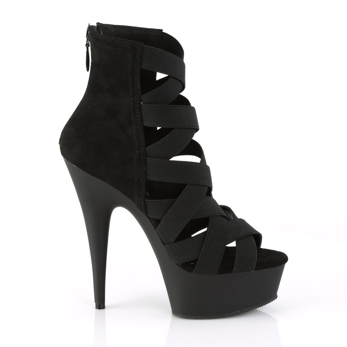 Pleaser Delight-600-24 BELS-MF/M - Black Platform High-Heel Strap Heels