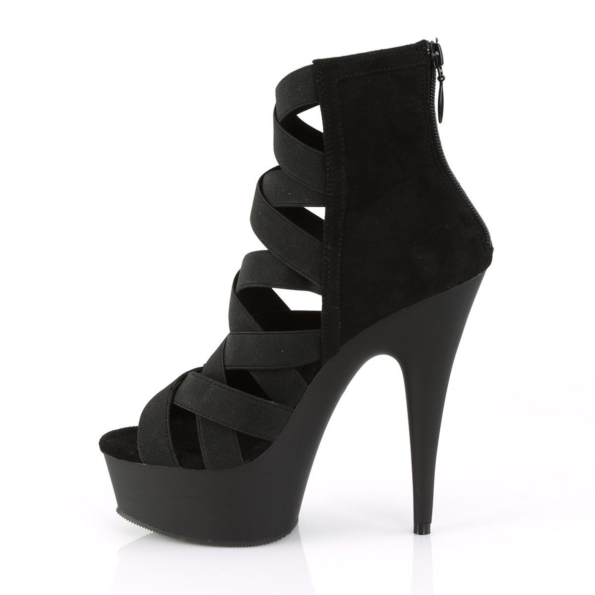 Pleaser Delight-600-24 BELS-MF/M - Black Platform High-Heel Strap Heels