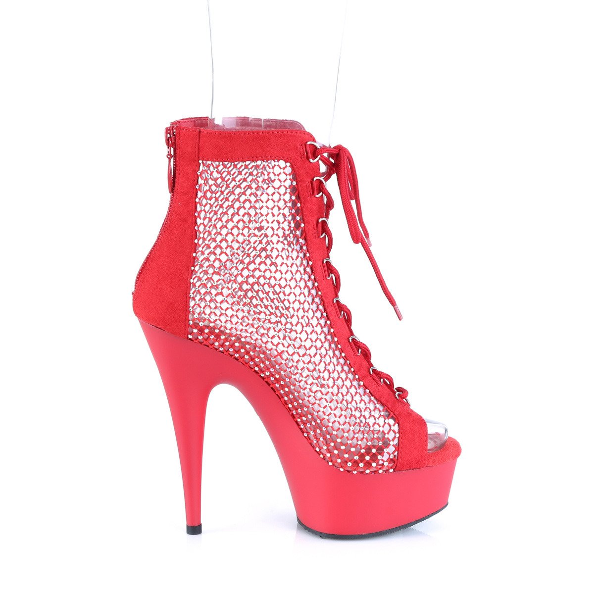 Pleaser Delight-600-33RM RFS-RS/M - Red Platform High-Heel Summer Boots