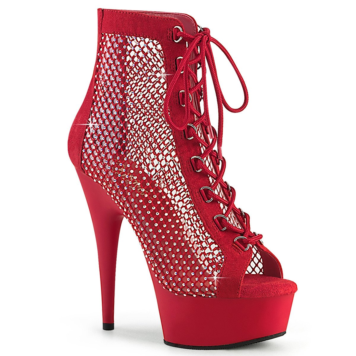 Pleaser Delight-600-33RM RFS-RS/M - Red Platform High-Heel Summer Boots