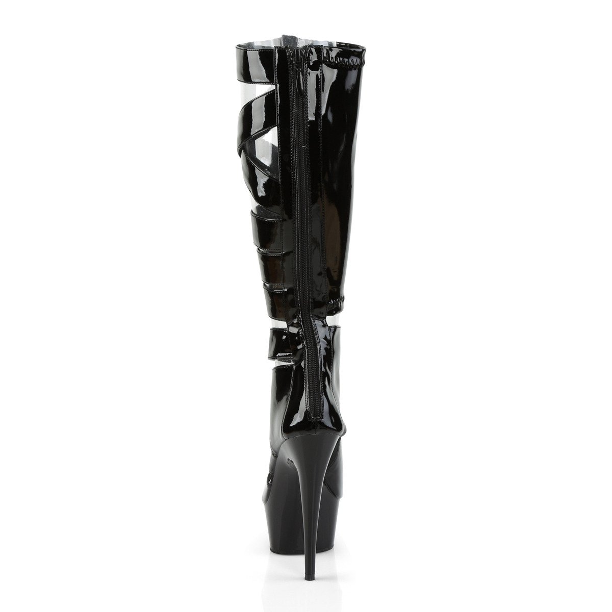 Pleaser Delight-600-49 B/M - Shiny Black Platform High-Heel Summer Boots