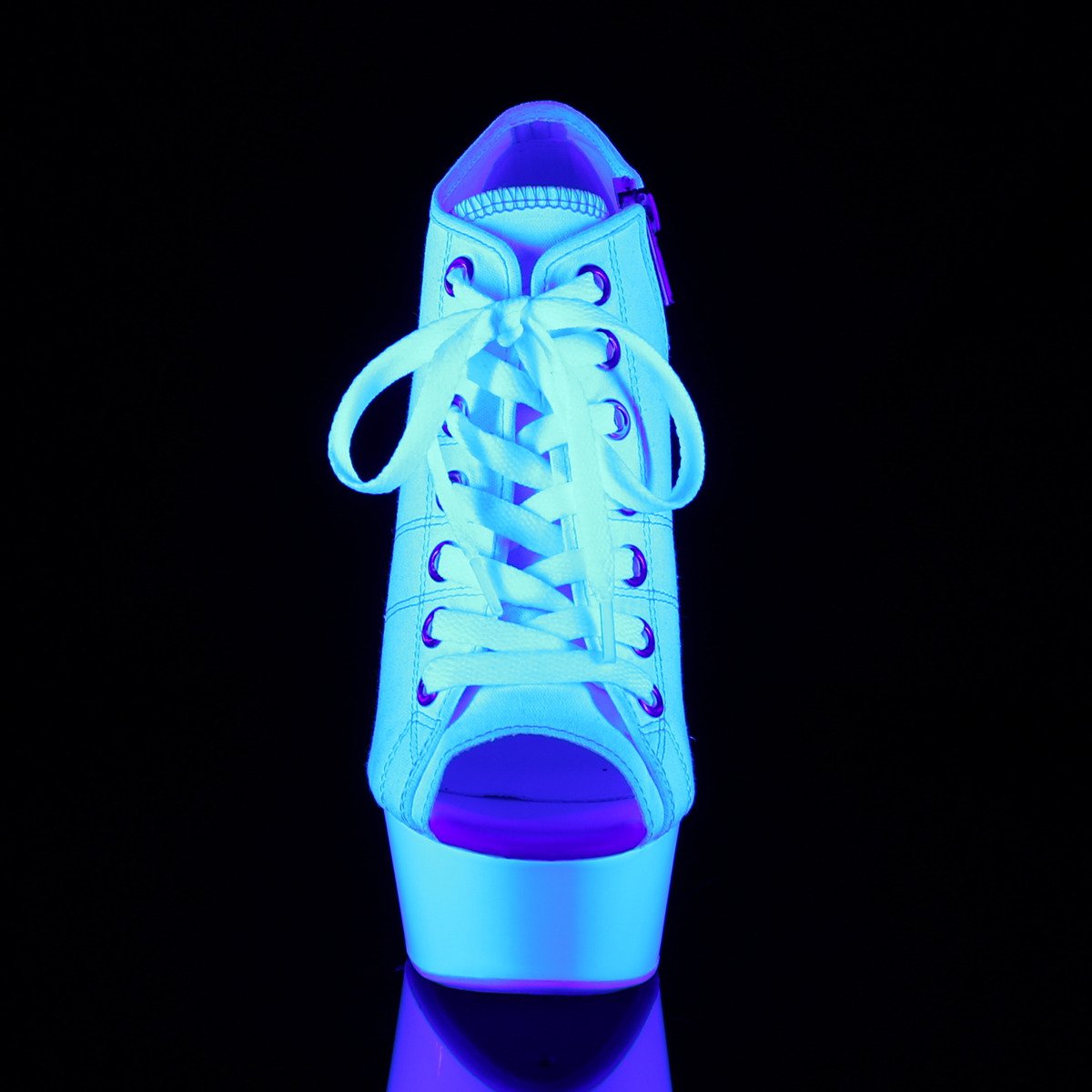 Pleaser Delight-600SK-01 WCA/NW - White Platform High-Heel Peep Toe Boots